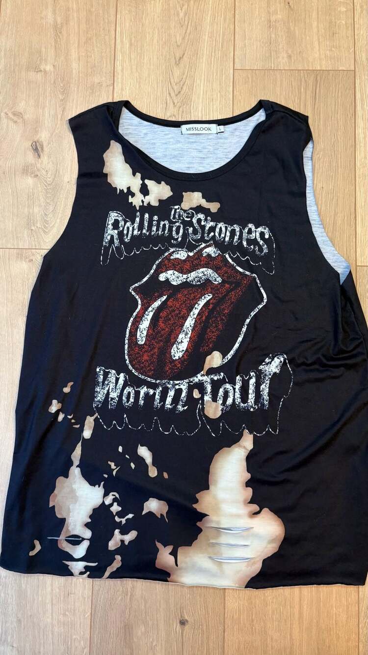 Misslook The Rolling Stones Tank Top Size L Black